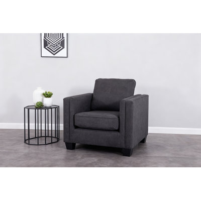 35.6”Modern Grey Fabric Wide Arm Chair 1-Seat