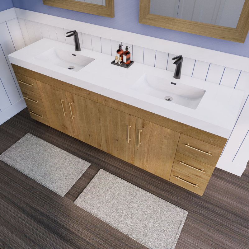 Spring Double Bathroom Vanity Set, Teak Oak, 72"