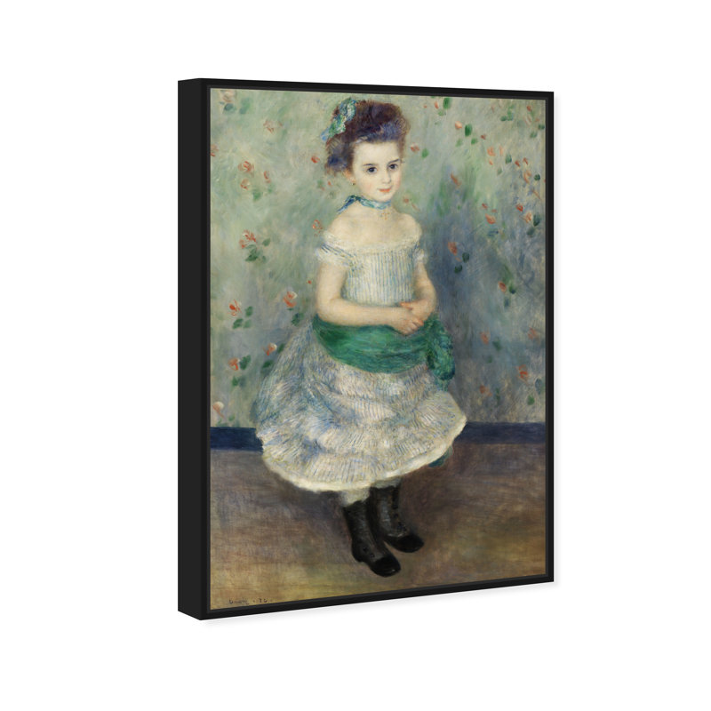 Art mural réaliste et classique «Renoir - Portrait Of Jeanne Durand Ruel», H 30 po x l 20 po, Toile encadrée noire