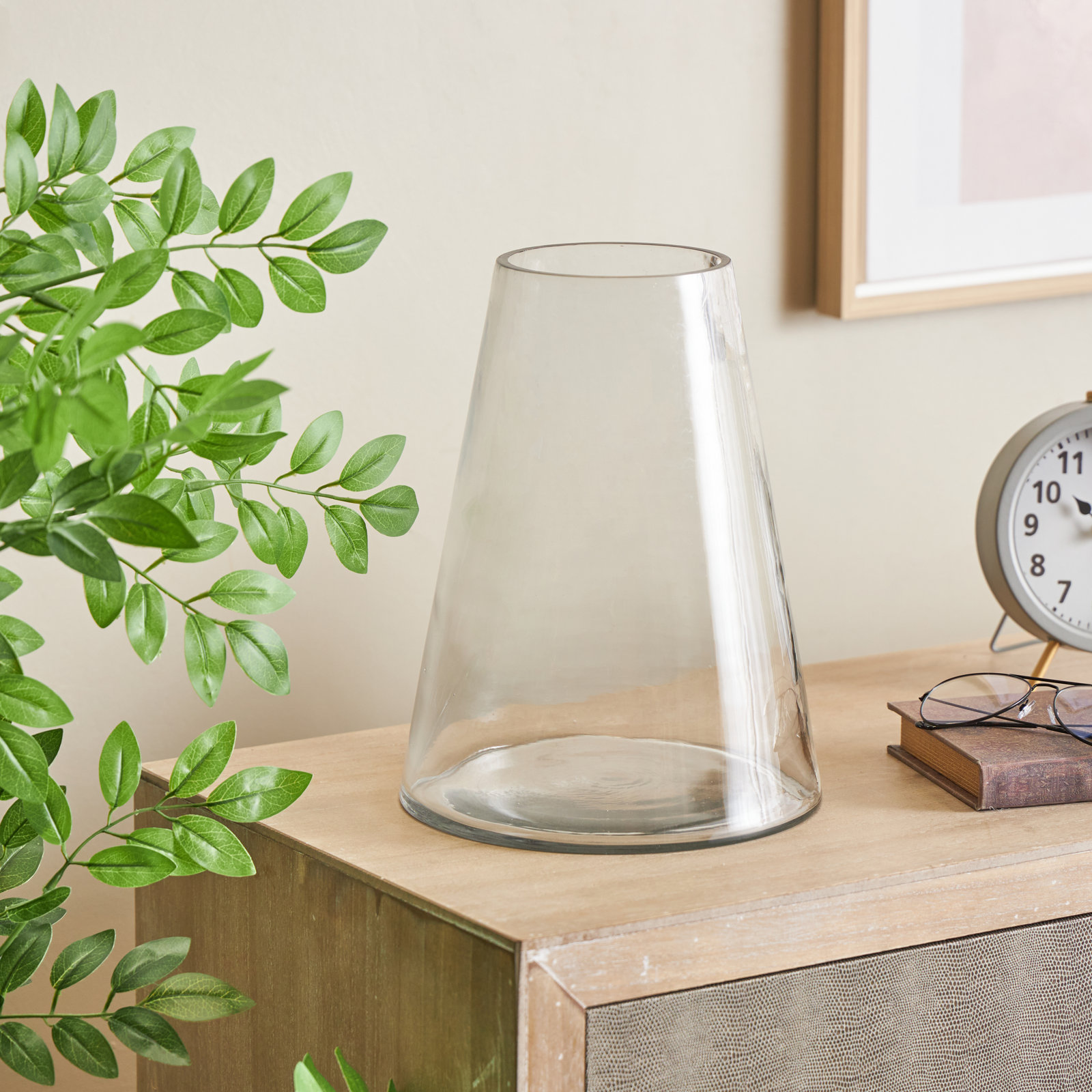 Perry And Grey Glass Cone Shaped Vase, 11.6"H x 8.85"W x 8.85"D