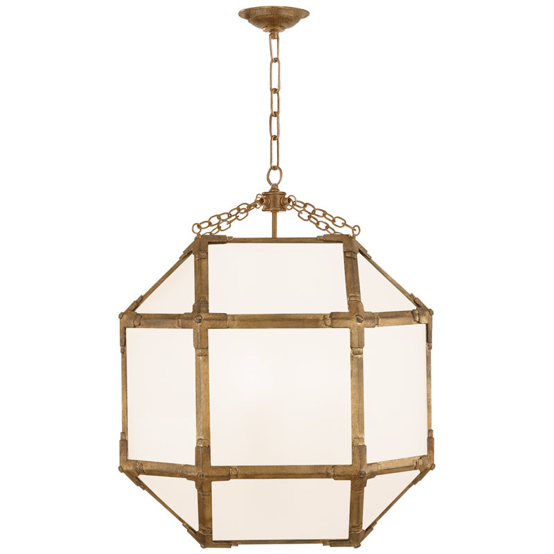 Suzanne Kasler Morris Small Lantern, Tan, 26" H x 18.5" W x 18.5" D, Gold