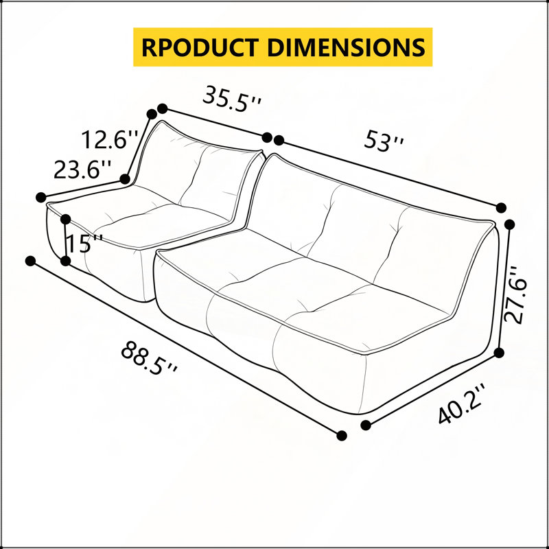 Canapé douillet modulaire en velours côtelé, fauteuil ergonomique pour salon, chambre à coucher et dortoir, confort moelleux, brun