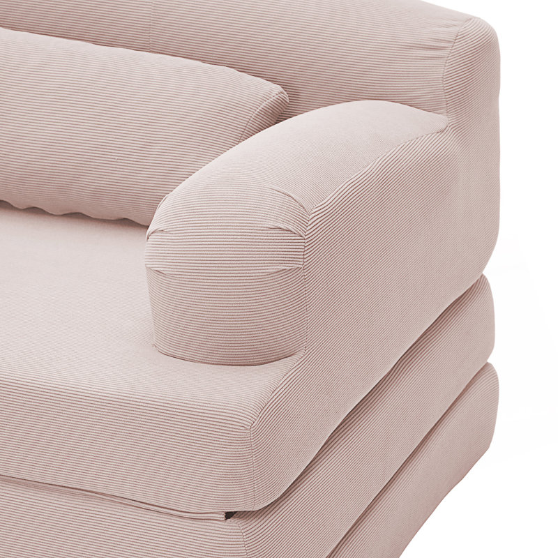 Canapé-lit pliable avec causeuse et canapé-lit convertible, Velours bébé rose