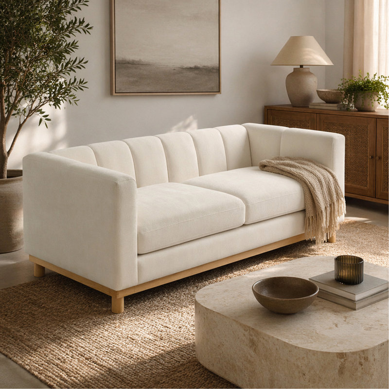 Canapé moderne 78,7 po pour salon, appartement et petit espace, beige