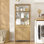 Grande armoire à linge imperméable avec 2 paniers inclinables et un tiroir, organisateur de tablettes ouvertes, finition chêne, H 70,8 po