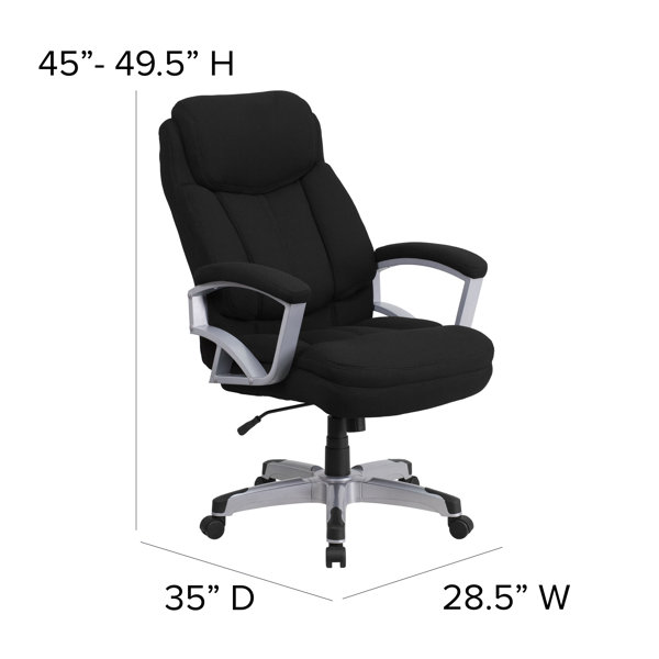 Flash Furniture Hercules Series Big & Tall 500 lb. Rated Black Leather Executive Swivel Chair with Height Adjustable Headrest