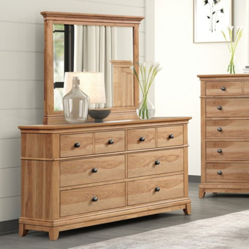 Miroir biseauté en bois d'hévéa massif Farmhouse