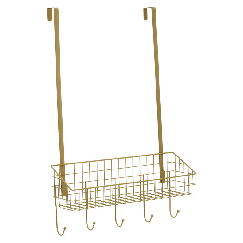 Hendrick Stainless Steel Over-the-Door 5 - Hook Coat Rack, Gold