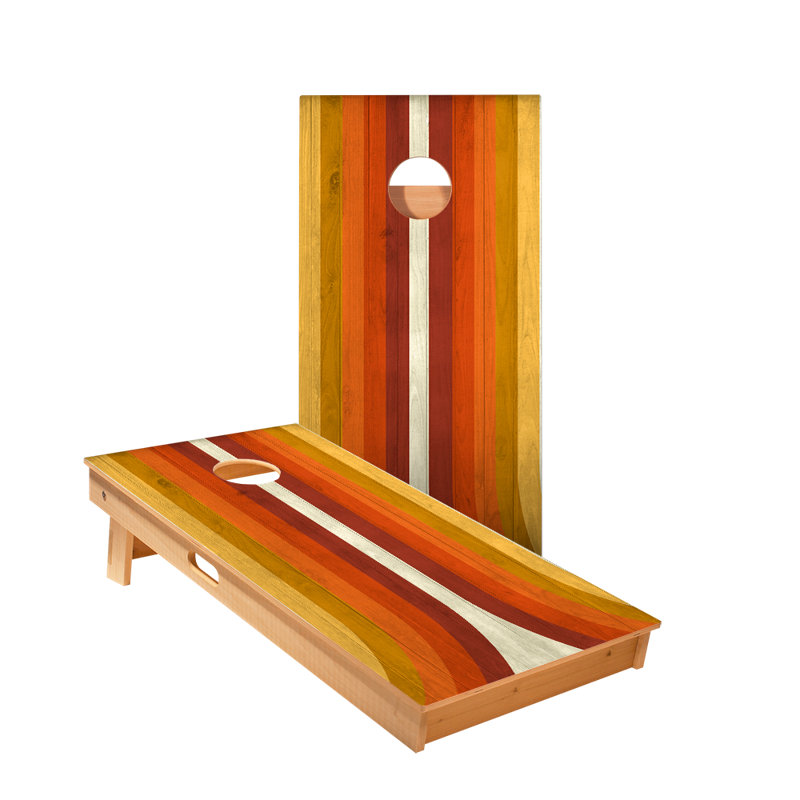 Planches cornhole rétro à rayures courbes et orange