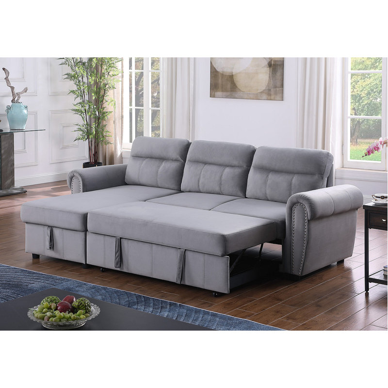 Canapé-lit modulaire réversible en tissu de velours l 96,5 po