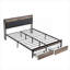 Pour la chambre à coucher Lit plateforme moderne en MDF noir et gris avec rangement intégré