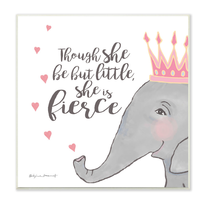 «She Is Fierce Expression Girl», princesse éléphant rose surdimensionnée, encadrée et giclée par Stephanie Workman Marrott