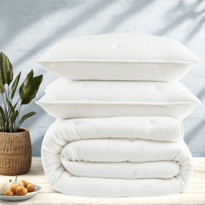 Ensembles de literie en gaze de coton doux et doux, brodés toutes saisons