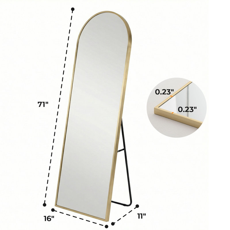 Alvantor 59"/64"/71" Full Length Mirror Floor Standing, Anti-Rust Aluminum Frame, Arch/Rectangle, Black/Gold