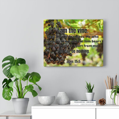 «I Am The Vine John 15: 5 Christian Wall Art Bible», impression de verset prêt à être accroché