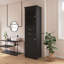 Armoire de rangement en MDF pour salle de bain avec portes en verre, tiroirs et tablettes réglables-1360062196