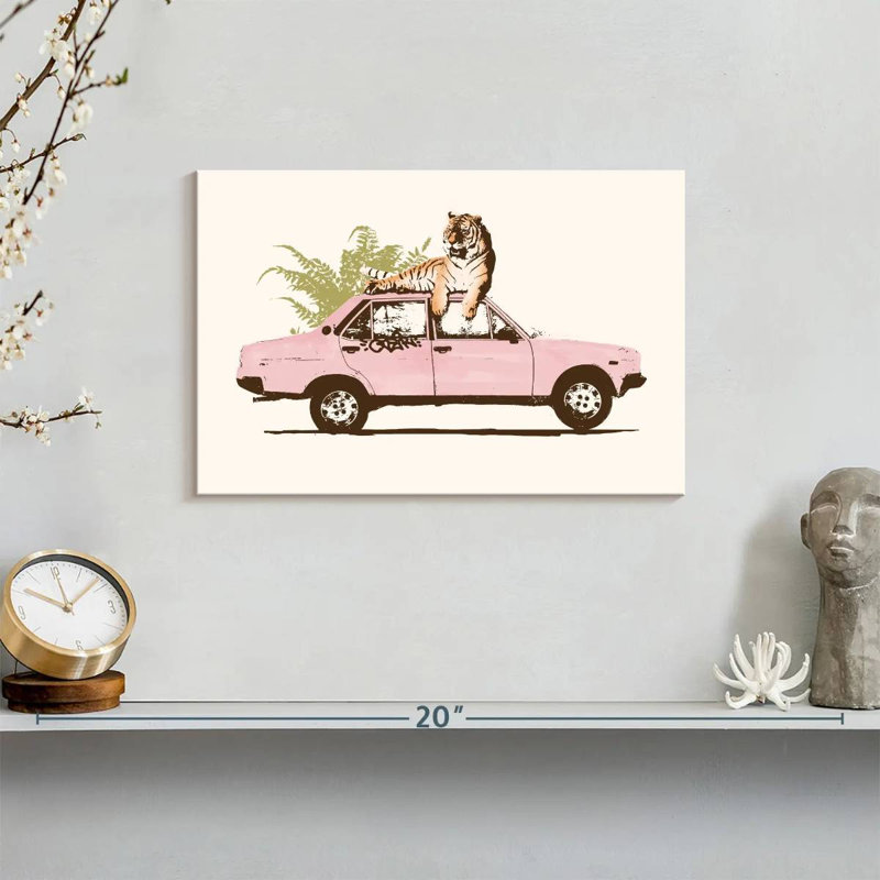 Mehar Tiger On Car, 8" H x 12" W