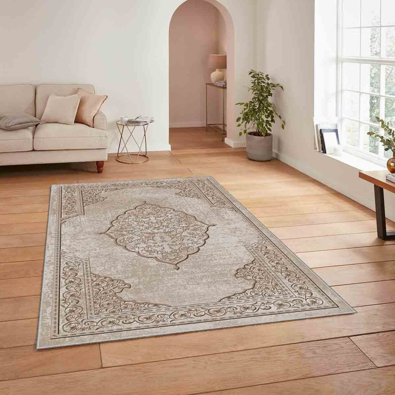 High-Quality Woven Carpet, 5.2 x 7.5 Feet, 100% Polyester, 740 g/m² | Non-Slip Felt Dot Underside, 0.16 in Pile Height | Machine Washable (30°C), Easy to Clean | Stylish Digital Print, Perfect for Living Room & Bedroom