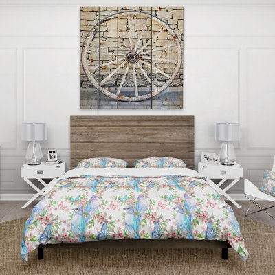 Texture with Couples of Birds & Butterflies - Animal Nature Duvet Cover Set - Microfiber Polyester
