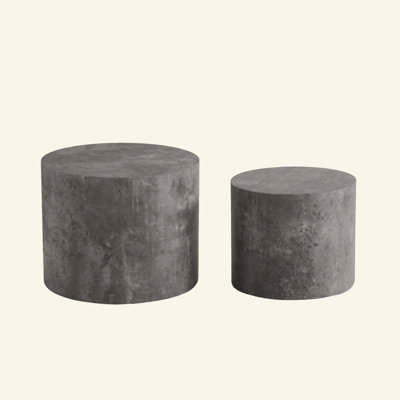 Nesting Coffee Table Set of 2 Round Wooden Coffee Tables Circle Modern Table for Small Space Living Room Bedroom Accent End Side Table