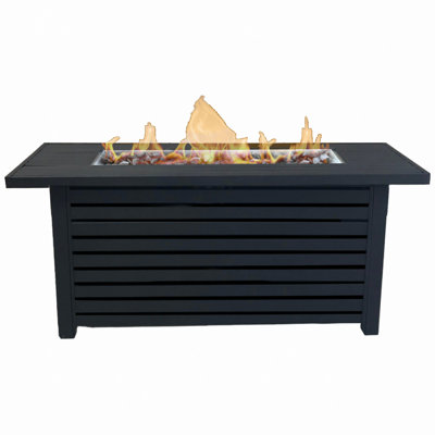 Steel Propane/Natural Gas Outdoor Fire Pit Table With Lid