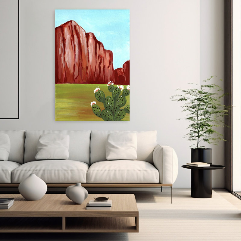 Art mural de paysage de fleurs de cactus de Southwest