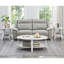 Table basse ovale à 3 tablettes en bois avec deux tables de bout, blanc, style contemporain pour le salon