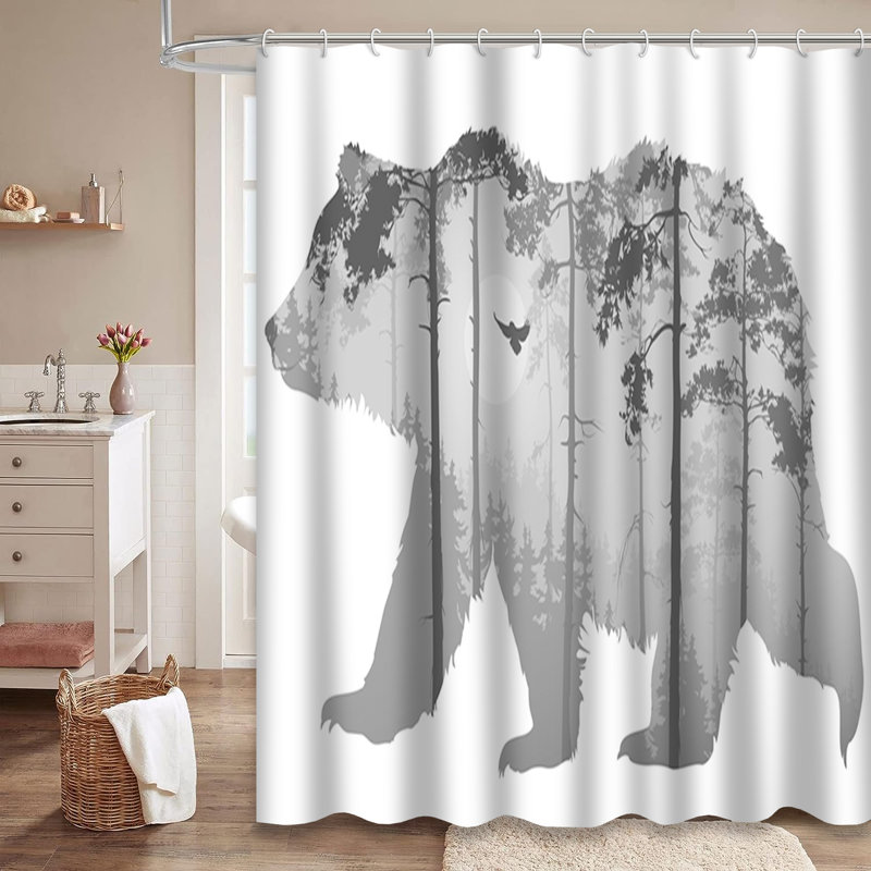 Rideau de douche avec 12 crochets Bear Pine, L 72 po x l 72 po
