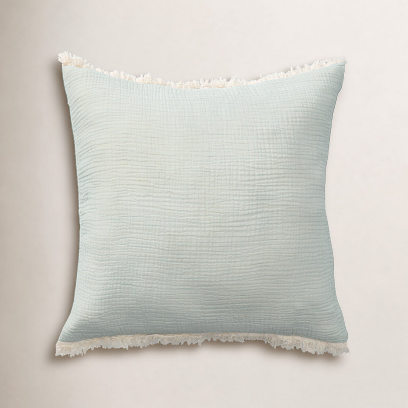 Coussin en coton Ava Karely, Turquoise, Inférieur