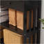 Console de couloir avec tiroir extra large, 2 tablettes ouvertes et structure en lattes de bois, noir
