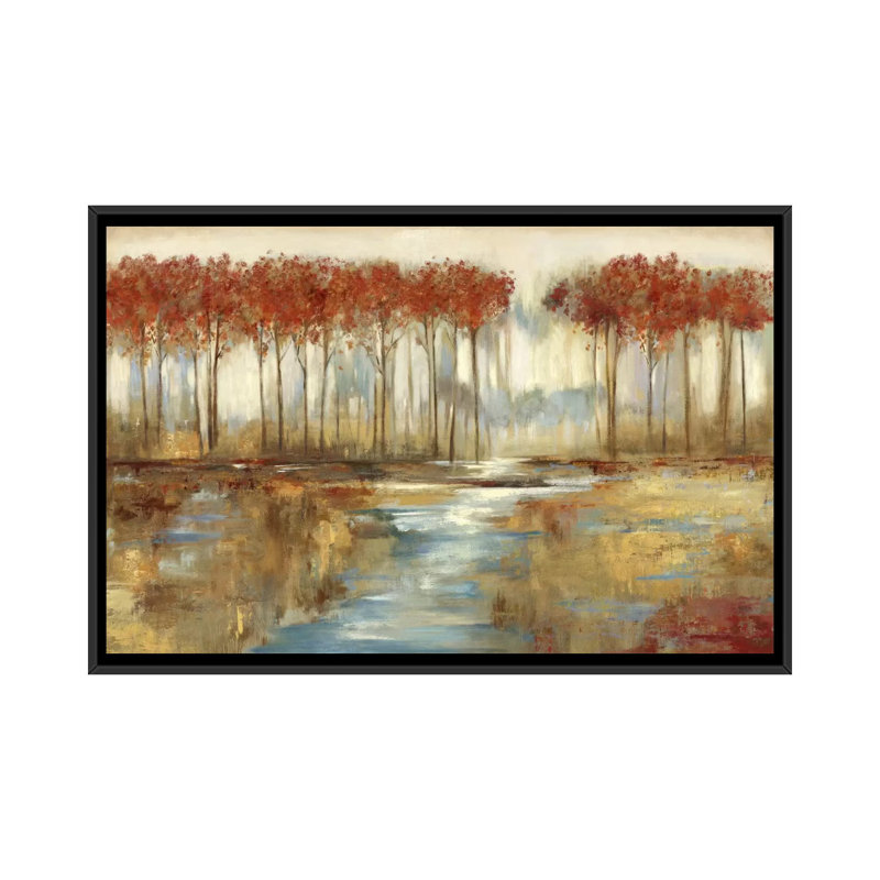 « gracious landscape », impression sur toile, H 18 po x l 26 po x P 1,5 po, Toile avec cadre noir, Pas de tapis