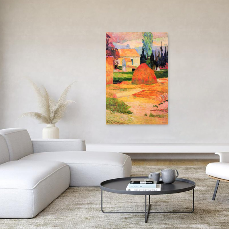 Haystack In Village, paysage abstrait coloré, impression d'art mural, H 18 po x l 12 po