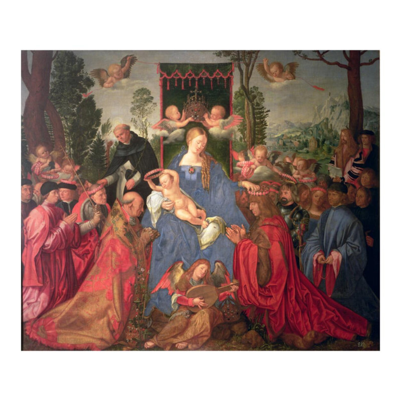 Guirlande de roses, retable par Albrecht Dürer - Estampe numérique, H 32 po x l 40 po