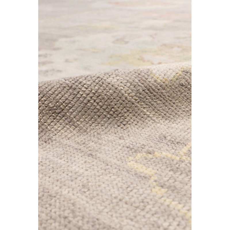 Oushak Hand Knotted Wool Oriental Area Rug in Mocha/Ivory/Pink