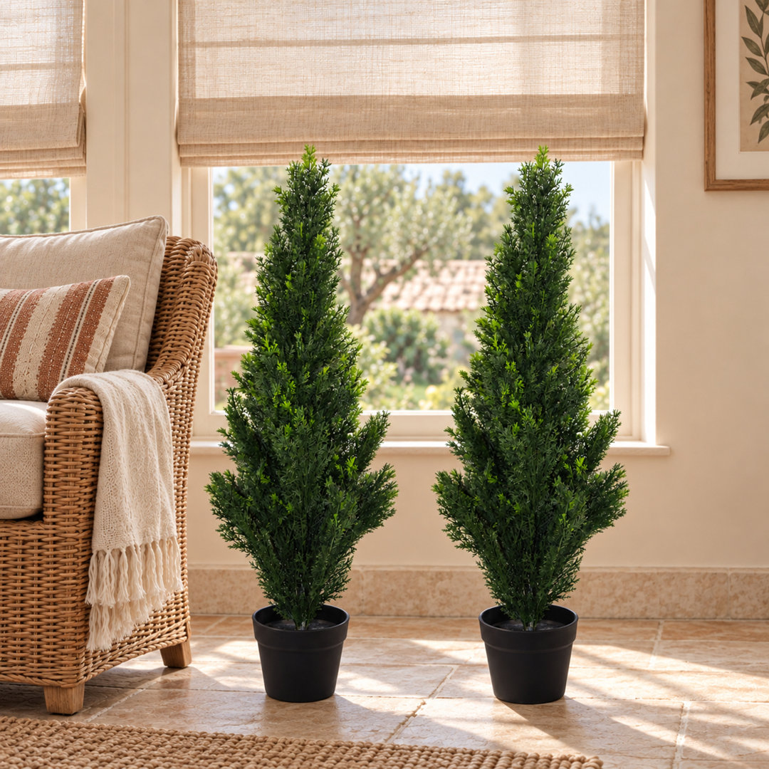 Faux Ficus and Foliage Topiary Plant in Plastic Pot Liner