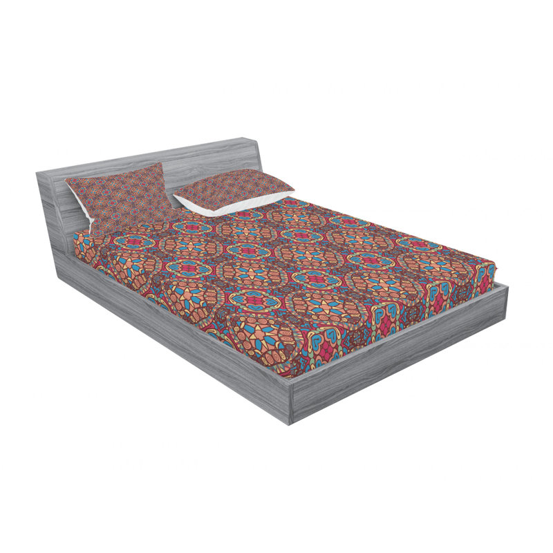 Microfiber Damask Sheet Set, Queen Sheet Set with Fitted Sheet