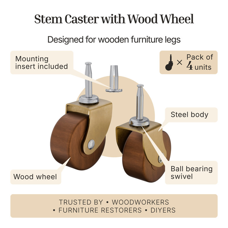 Wood Furniture Caster Wheel ( Diameter: 2" )
