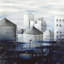 Toile grise avec nuages bleu - ville contemporaine-119951077