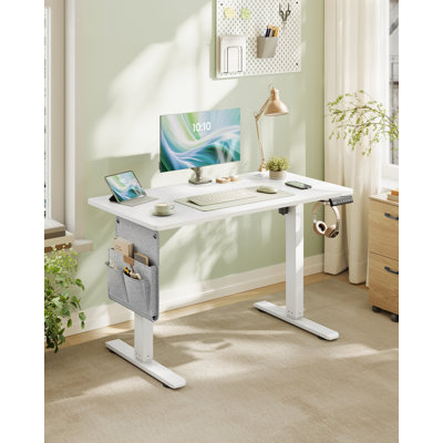 Adjustable Height Steel Standing Desk with Built-In Electrical Outlet
