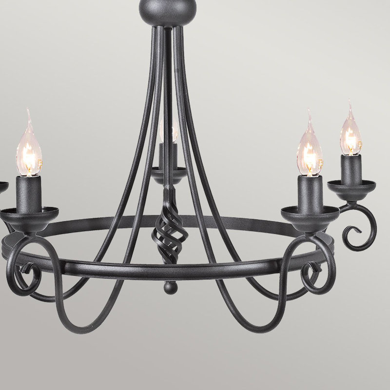 Ballycastle 5 - Light Candle Style Chandelier, Black