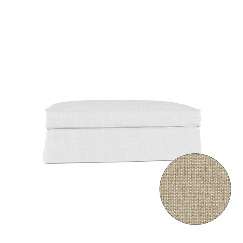Mulberry Ottoman, Plush Velvet Oyster, Weathered