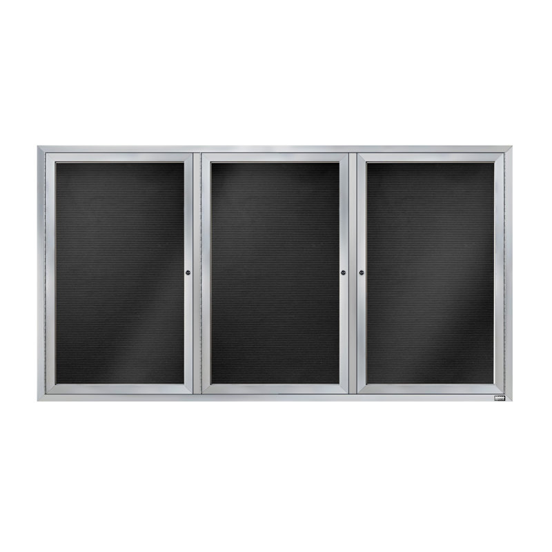Tableau d'affichage mural fermé pour armoire d'annuaire, Clair satiné anodisé, Trois, H 36 po x l 72 po