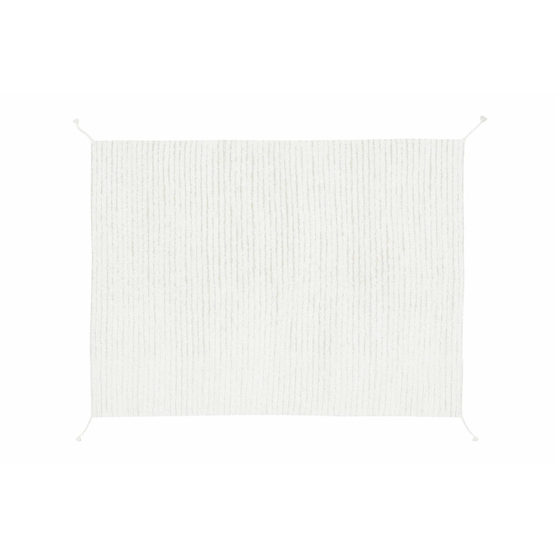 Reversible Hand Tufted Cotton Area Rug in Ivory/Light Olive, Rectangle 4' x 5' 3"