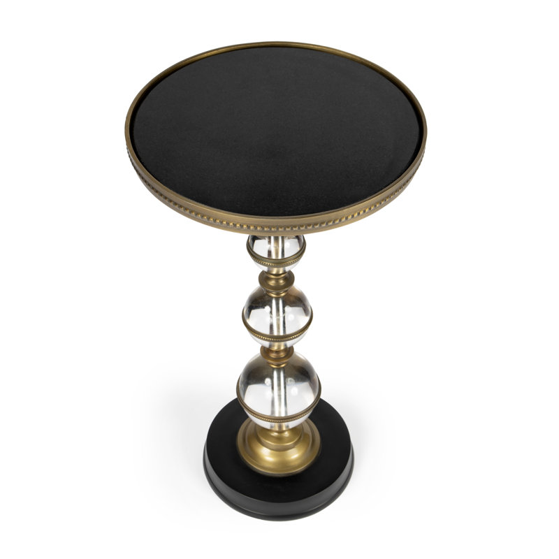 Francies 12" Round Granite Pedestal Side Table
