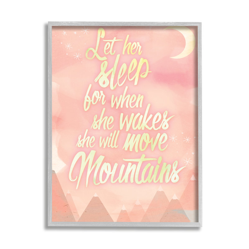 «Let Her Sleep Pink Water Color Mountains» par Kimberly Glover - reproduction, L 11 po x H 14 po, Estampe numérique Farmhouse