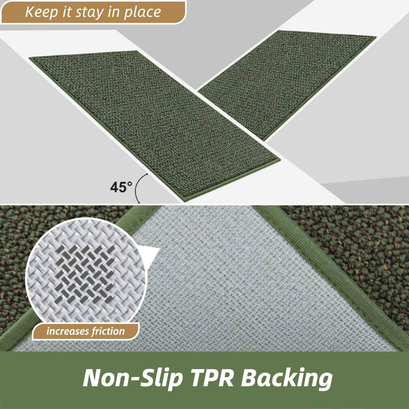 Tapis de cuisine lavables antidérapants, Vert