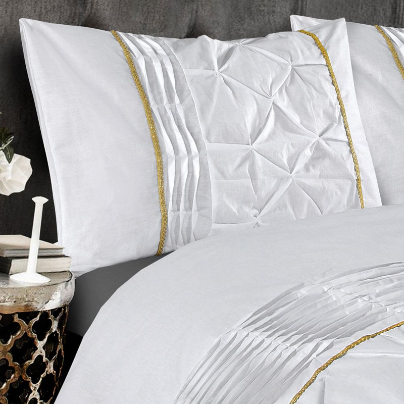 Eleanor Pintuck Duvet Cover Set, Single, White