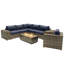 Ensemble de conversation modulaire 9 pièces avec coussins Sunbrella et foyer en béton Lsi-1259396695