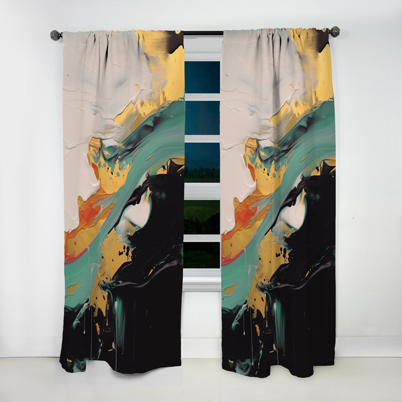 Paysages mystiques or gris Gruffudd - Rideau moderne - Velours obscurcissant - 1 panneau, L 52 po x L 90 po