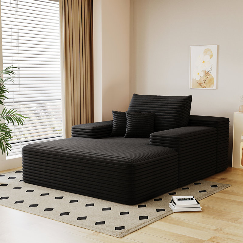 Canapé-lit moderne et confortable pour salle de cinéma, aucun assemblage requis avec un tissu en velours côtelé moelleux